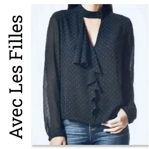 NWT Avec Les Filles Polyester Long Sleeve Blouse - Picture 1 of 8